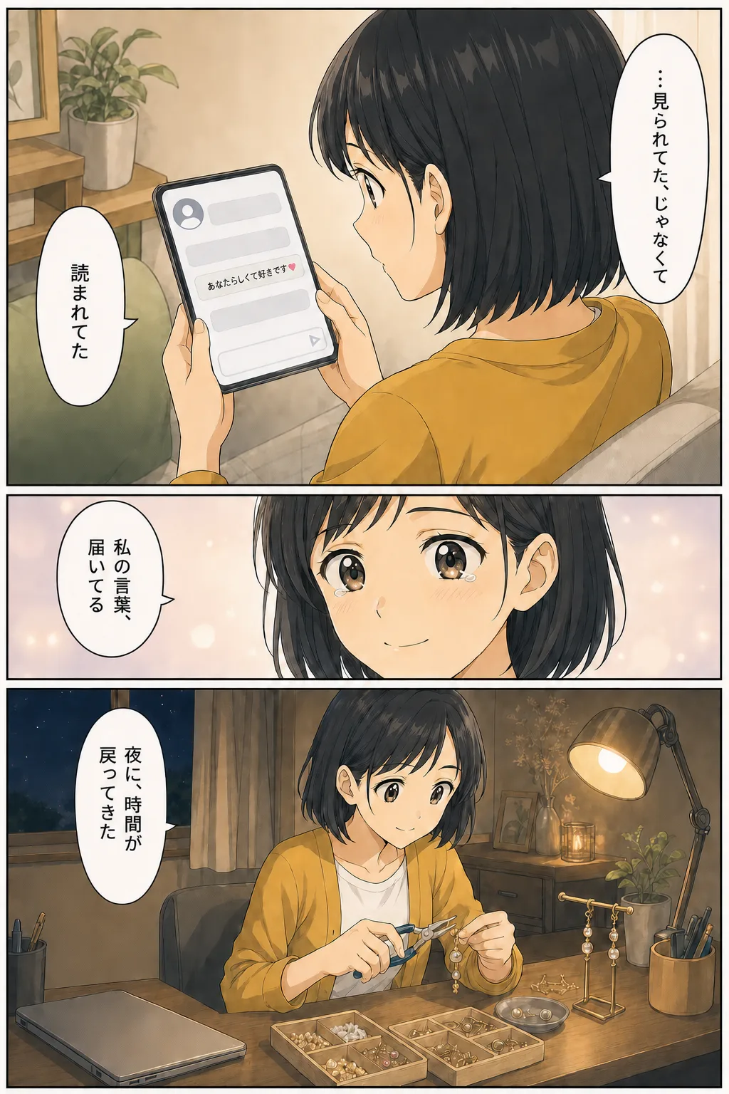 漫画: 読者から「あなたらしくて好きです」。「読まれてた」。夜の作業机で、時間が戻ってくる